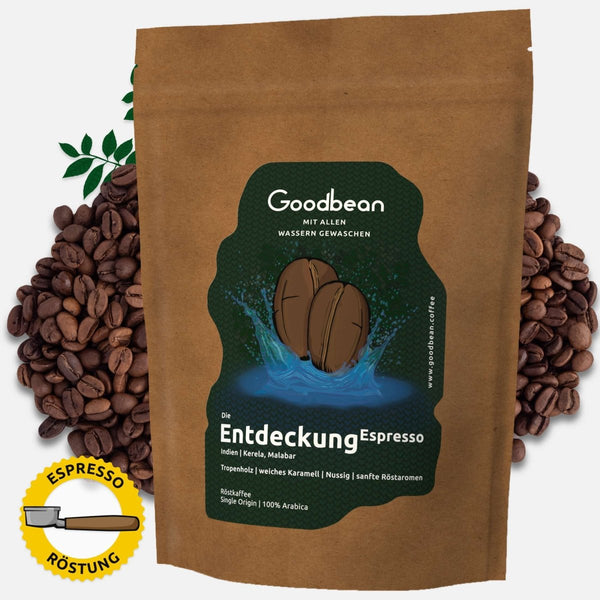Die Entdeckung Espresso von GOODBEAN: Malabar Monsooned, einer der säureärmsten Kaffees der Welt – kräftig, mild & perfekt
