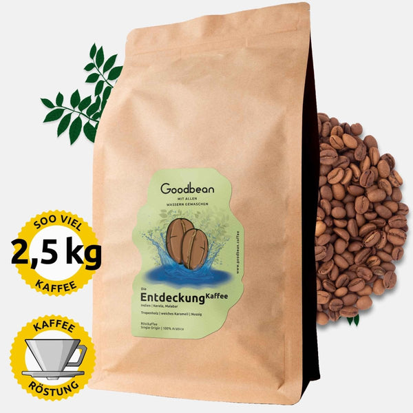 Entdecker – Indischer Specialty Coffee, säurearm & hell geröstet - 2,5kg - Säurearm - Malabar Monsooned