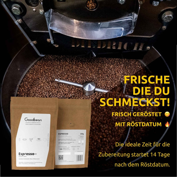 Goodbean.coffee's dunkelste Röstung. Quasi ein Hauch von Italien nur in Specialty Coffee Qualität. Dunkelste Goodbean Röstung