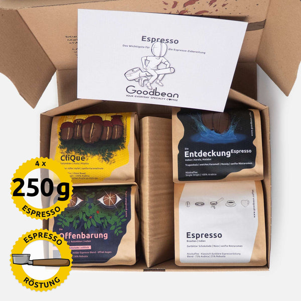 Geschenkbox | 4 x 250g | Espresso ( Vollautomat ) oder Filterkaffee